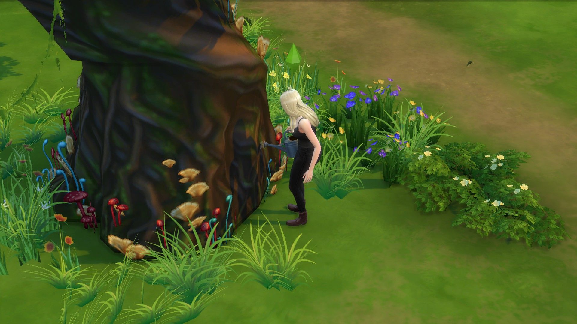 Симы поливают дерево в The Sims 4