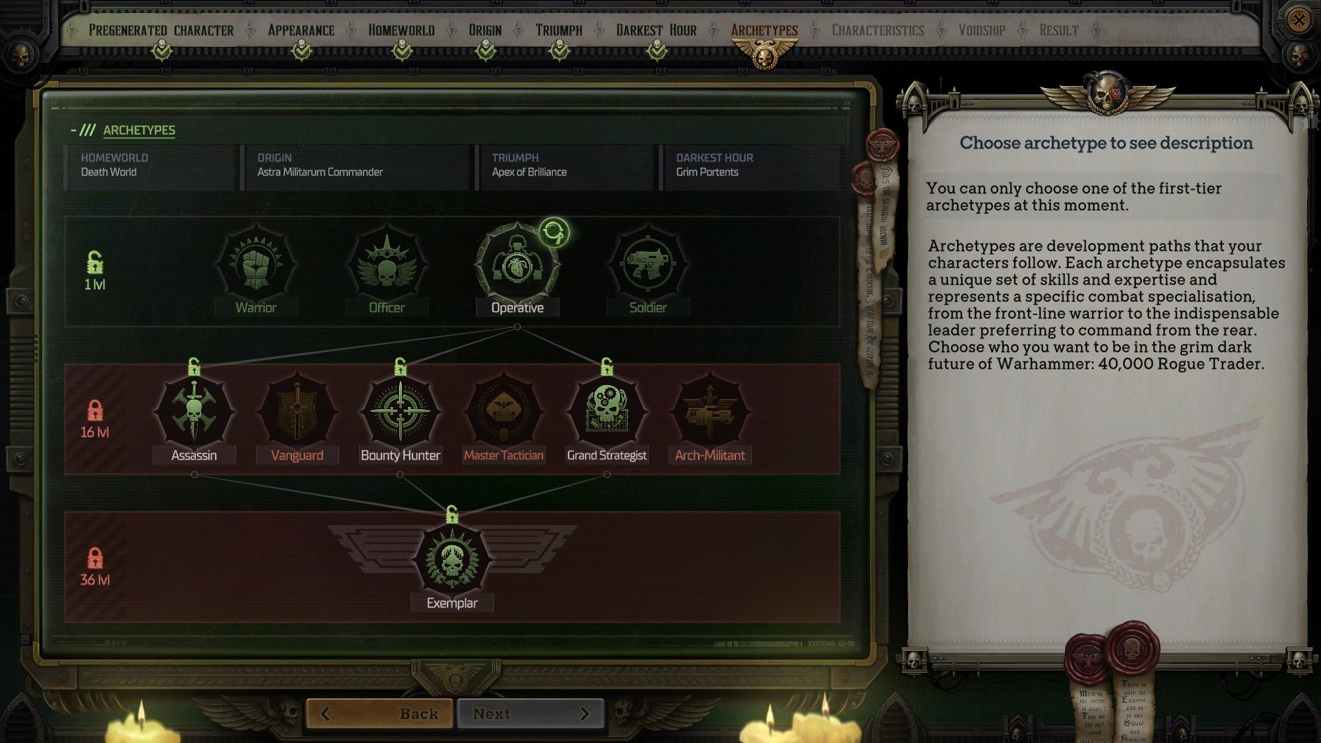 архетипическая часть процесса создания персонажа в Warhammer 40k: вольный торговец
