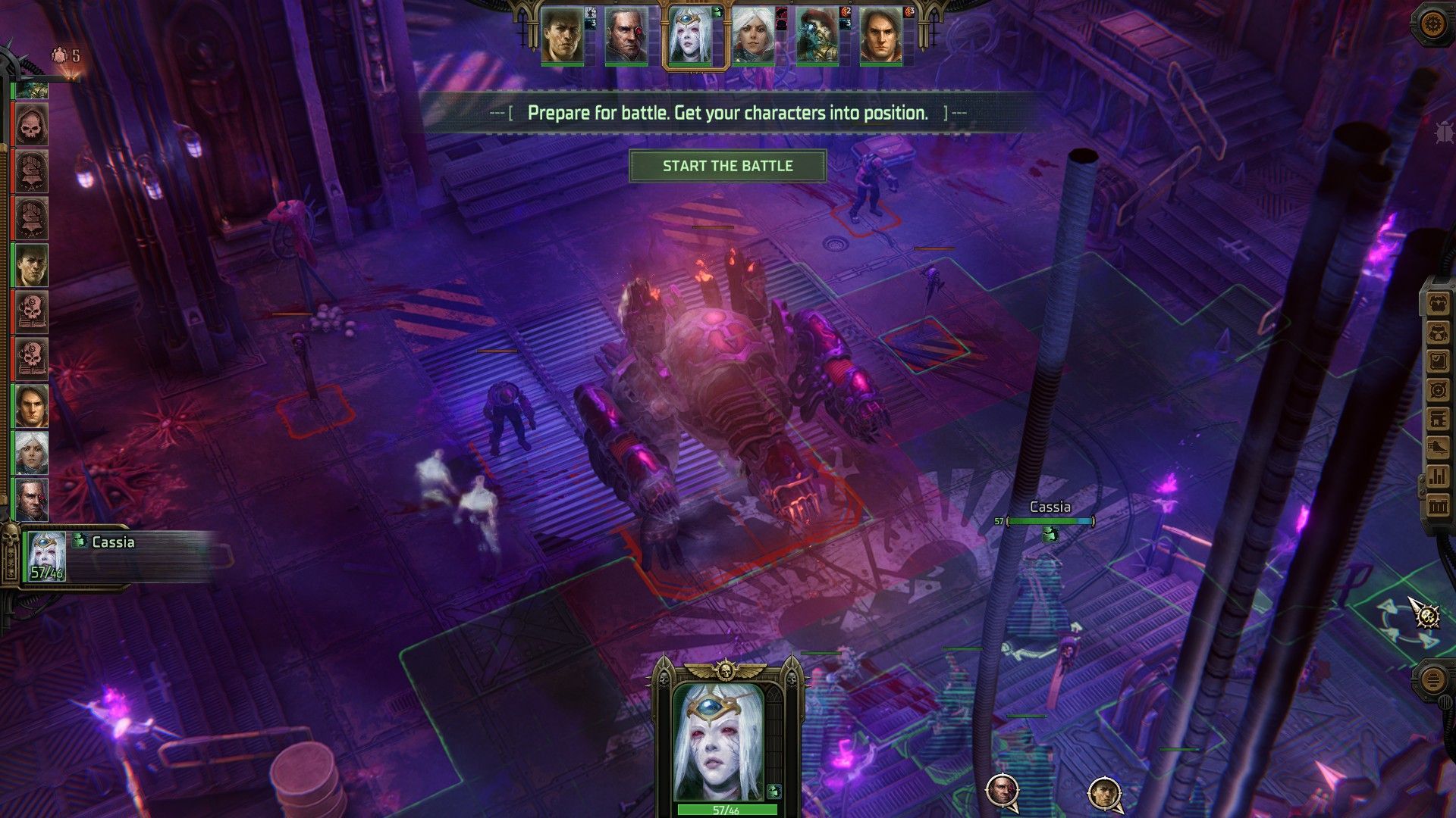 Фаза развертывания битвы с боссом-кузнецом в Warhammer 40k Rogue Trader