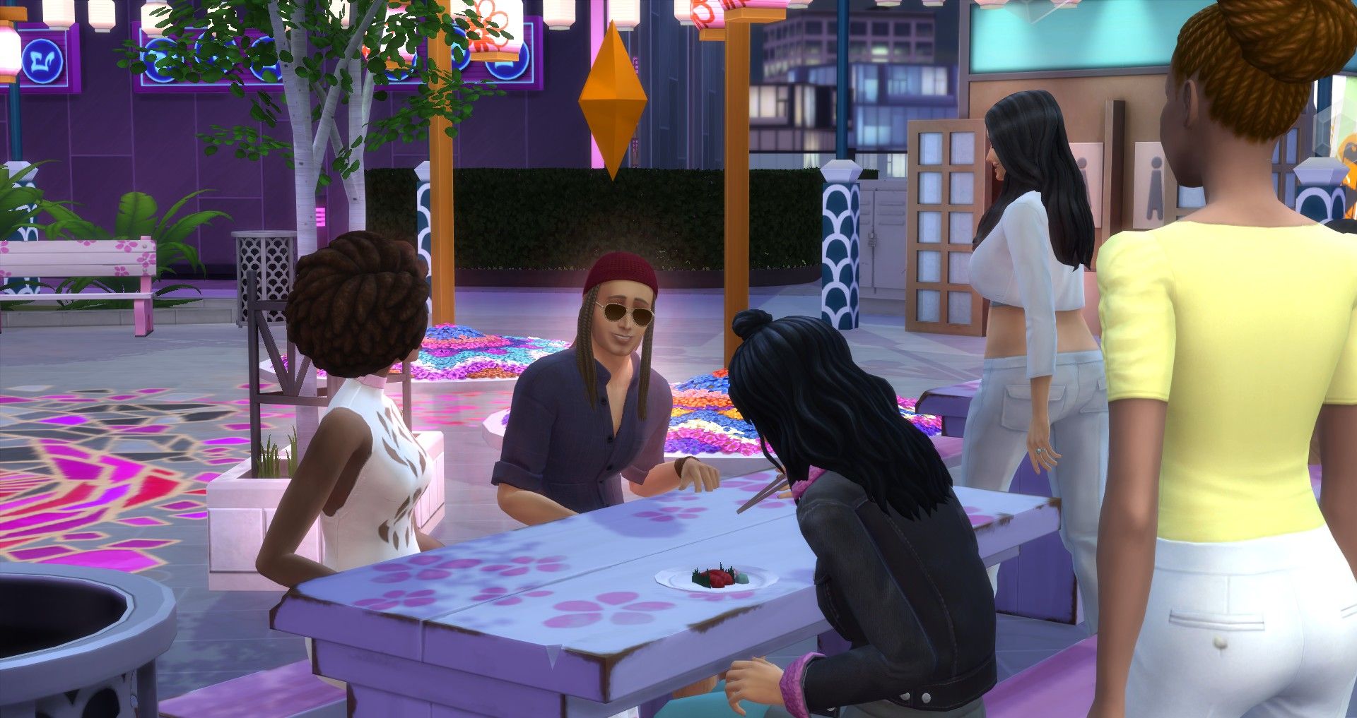 Сим-мужчина в окружении симов-женщин The Sims 4