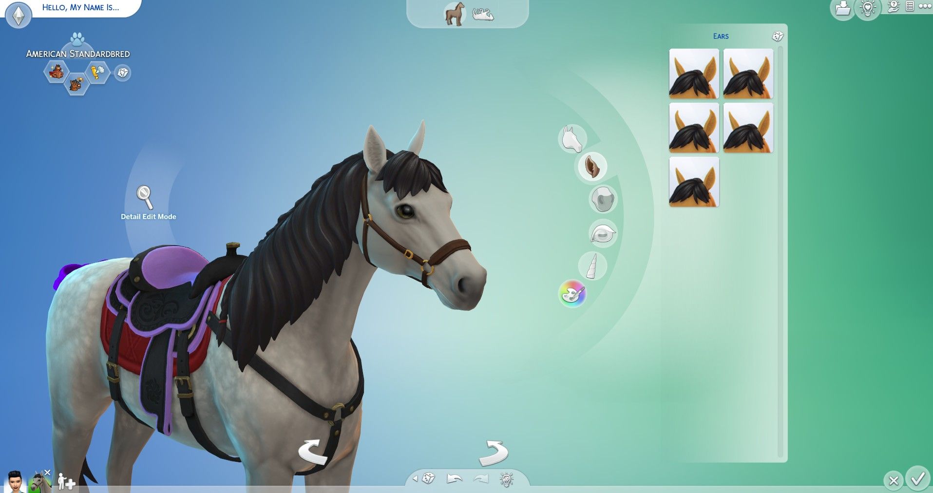 Редактирование ушей лошади в Create Sim Sims 4 Horse Cas