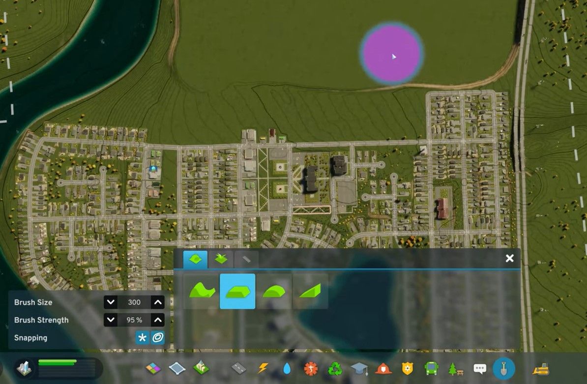 Выравнивание местности в Cities: Skylines 2.
