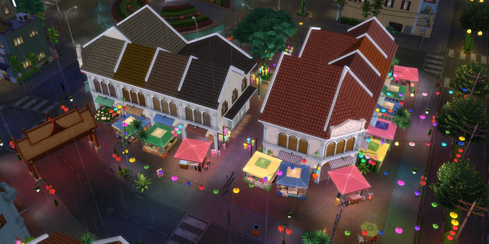 подслушанный вид на ночной рынок Томаранг в Моренсонг The Sims 4 напрокат