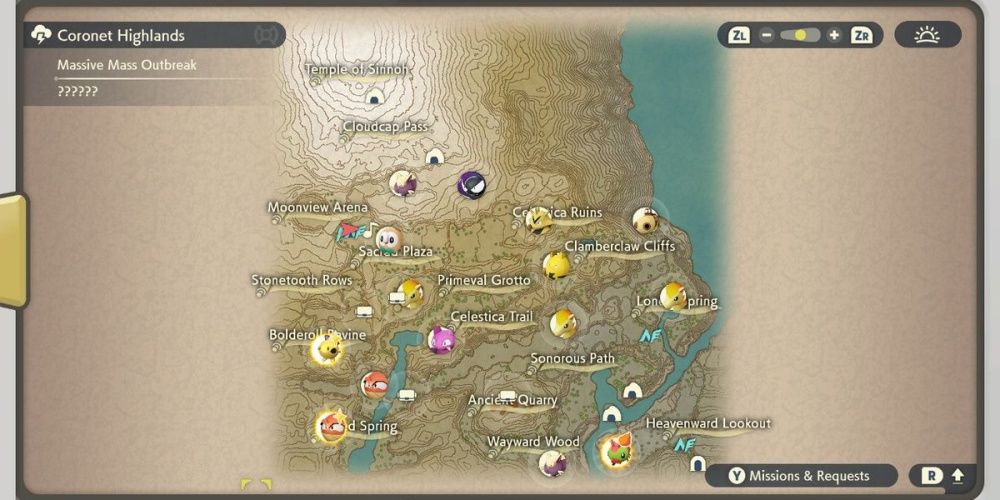 Обнародована карта массовых вспышек Pokemon Legends Arcues