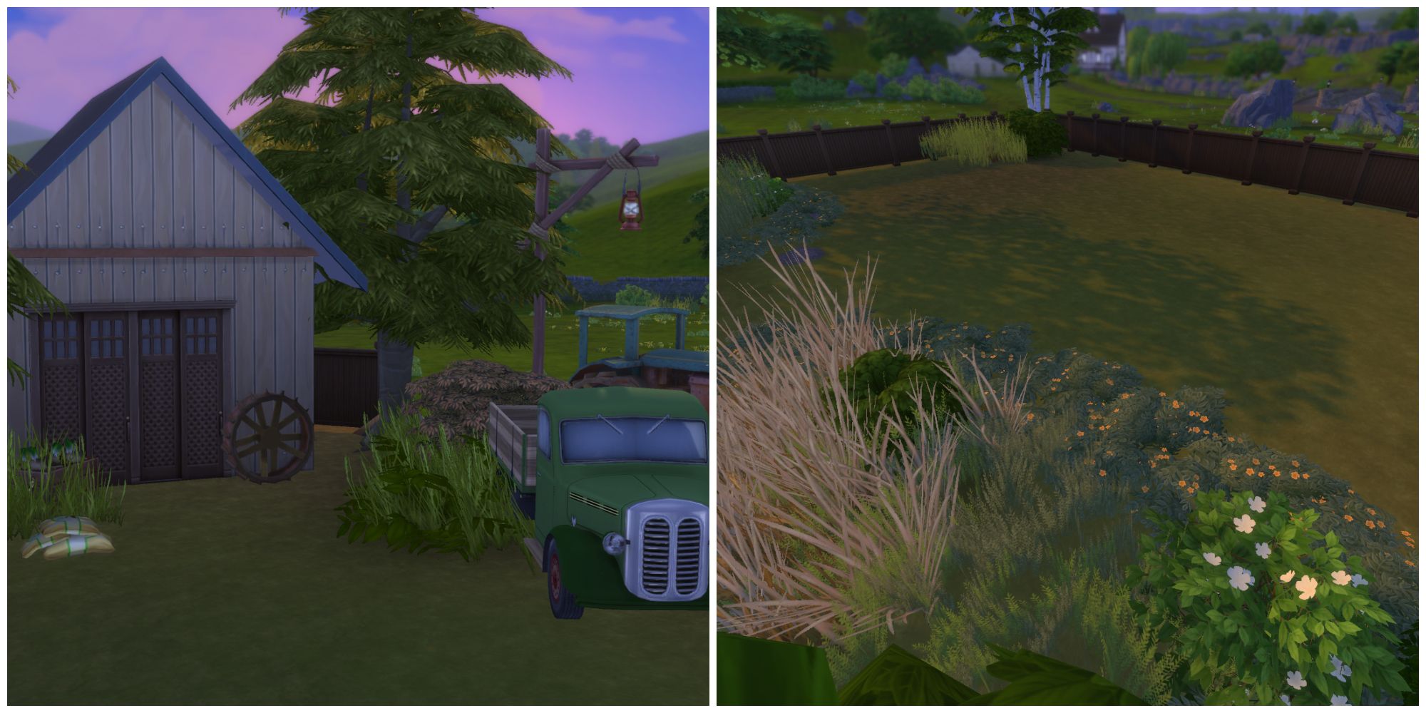 Две альтернативные части фермерского дома для «Цветущего испытания» в The Sims 4, обеспечивающие больше места и места для хранения вещей.