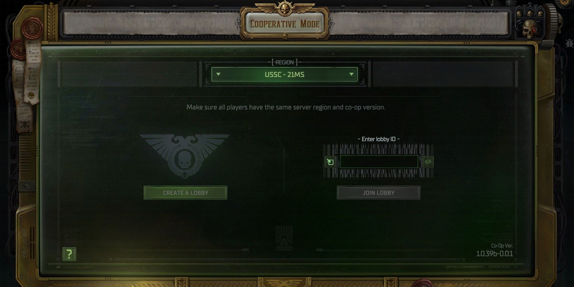 Warhammer Rogue Trader присоединяйтесь или создайте новое лобби