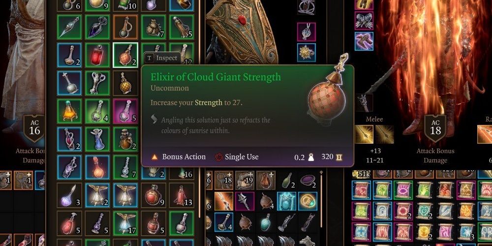 Внутриигровое описание эликсира силы облачных гигантов в Baldur's Gate 3