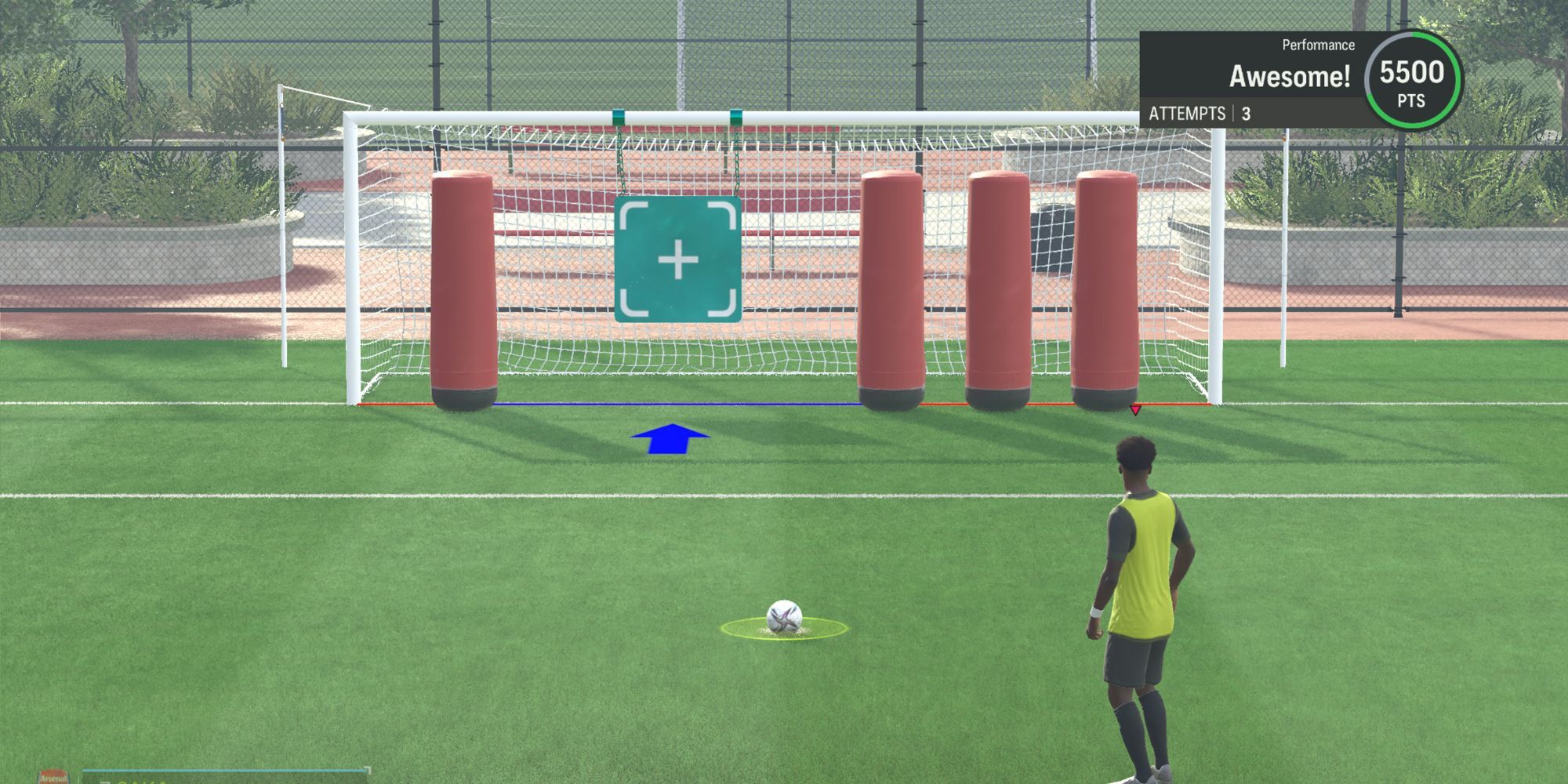 Игрок принимает участие в упражнении Precision Penalties на EA Sports FC 24.