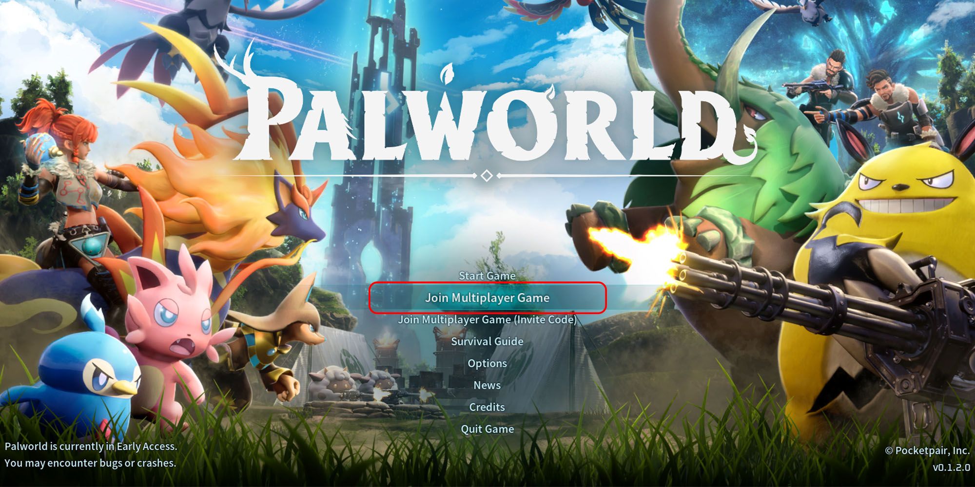 Palworld — при наведении курсора на опцию «Присоединиться к многопользовательской игре»