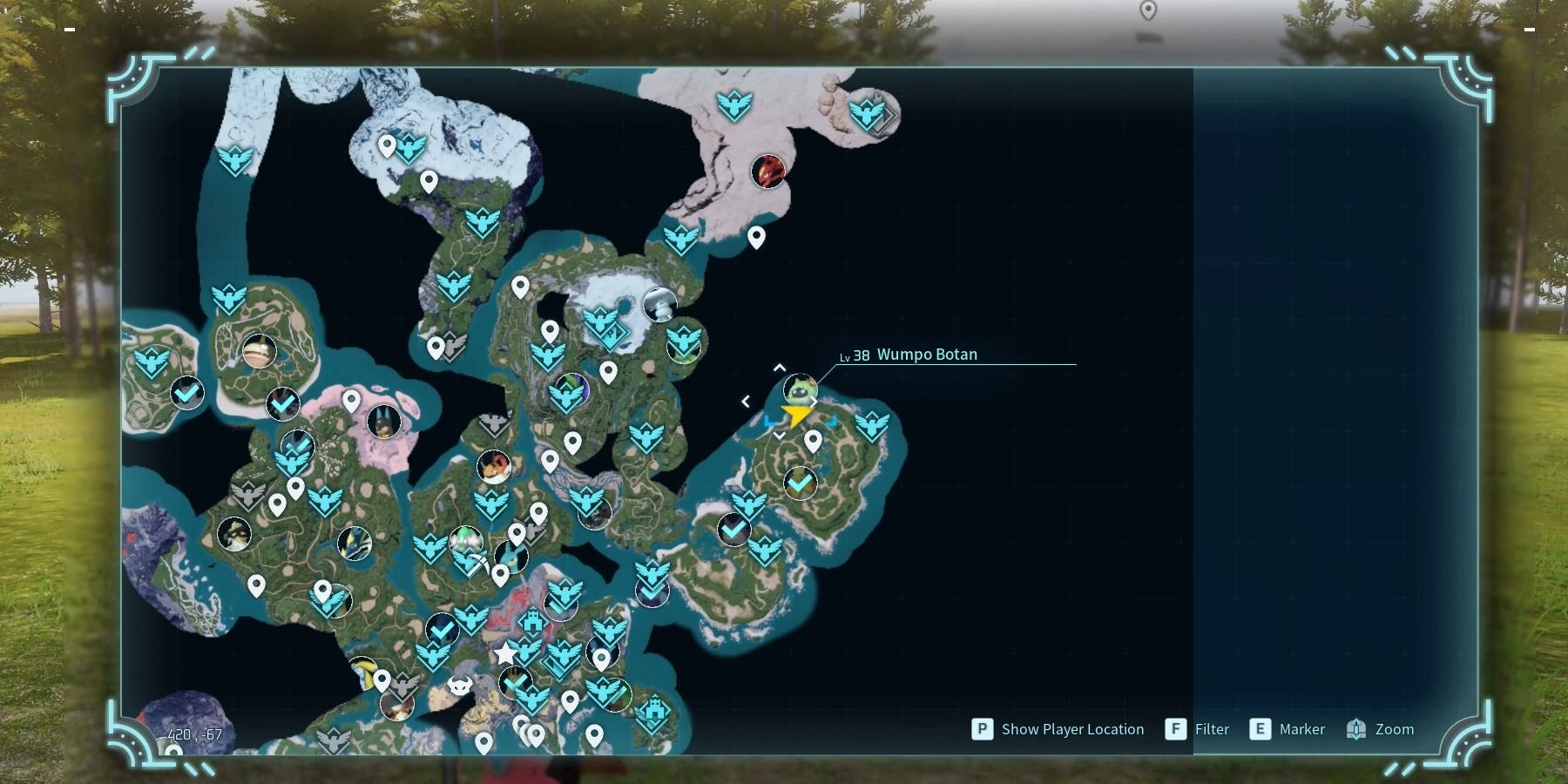 Palworld карта расположение вампо ботан